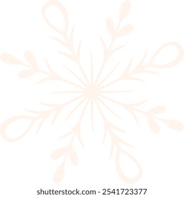 Copo de nieve rosa dibujado a mano en estilo doodle aislado sobre fondo blanco. Copo de nieve calado en estilo de Vector plano para patrones y tarjetas para Navidades