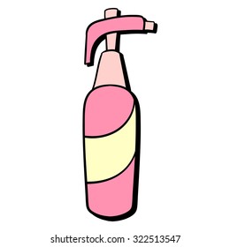 Hand drawn pink styling spray on the white background. Vector illustration.