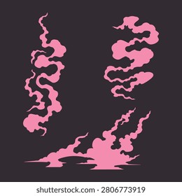 hand drawn pink toxic smoke illustration
