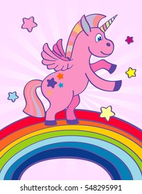 Hand Drawn Pink Unicorn Rainbow Stock Vector (Royalty Free) 548295991 ...