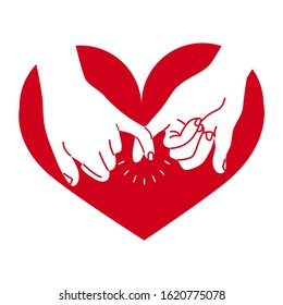 hand drawn pinky promise with heart vector