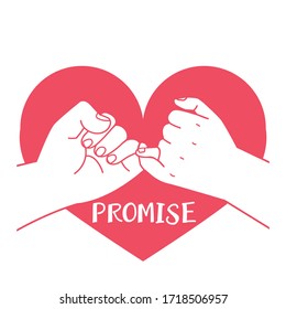 hand drawn pinky promise with heart shape concept