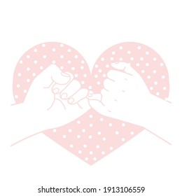 hand drawn pinky promise with heart shape dot concept