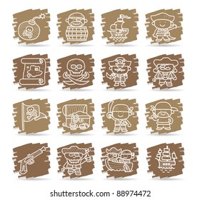 Hand drawn pirate icon set