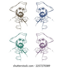 Hand Drawn Pirate Portrait Vector Illustration