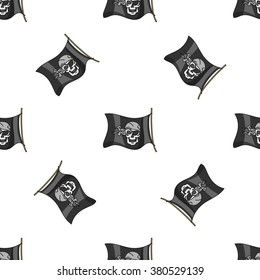 Hand drawn pirate seamless pattern. Vector illustration, EPS 10