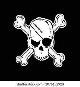 hand drawn pirate skull and crossbones, can be used for shirt designs, jackets, logos, etc