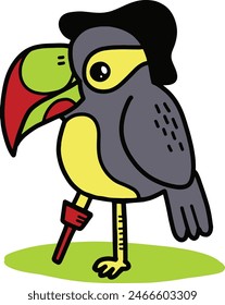 Hand drawn pirate toucan bird