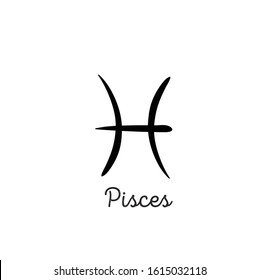 Hand drawn pisces zodiac illustration. Simple line pisces zodiac icon. Zodiac vector symbol. Hand drawing pisces zodiac sign