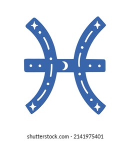 Hand drawn pisces zodiac sign. Ornate vector symbol