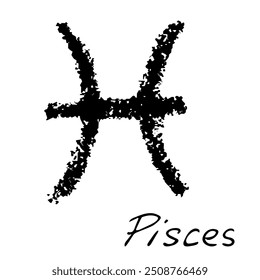 Hand drawn pisces zodiac sign Esoteric symbol doodle Astrology clipart Element for design