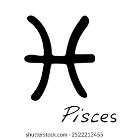 Dibujado a mano Piscis signo del zodiaco Símbolo esotérico doodle Astrología Clipart Elemento para el diseño