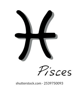 Dibujado a mano Piscis signo del zodiaco Símbolo esotérico doodle Astrología Clipart Elemento para el diseño