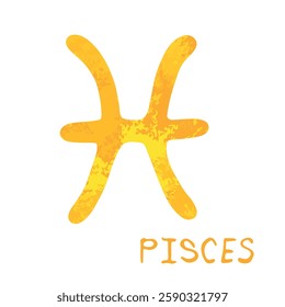 Hand drawn pisces zodiac sign Esoteric symbol doodle Astrology clipart Element for design