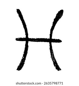 Hand drawn pisces zodiac sign Esoteric symbol doodle Astrology clipart Element for design