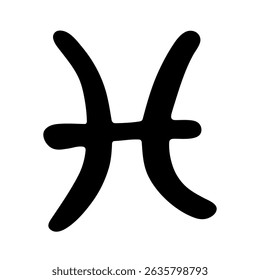 Hand drawn pisces zodiac sign Esoteric symbol doodle Astrology clipart Element for design