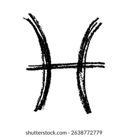Hand drawn pisces zodiac sign Esoteric symbol doodle Astrology clipart Element for design