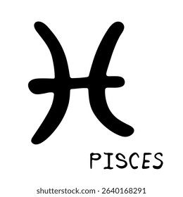 Hand drawn pisces zodiac sign Esoteric symbol doodle Astrology clipart Element for design