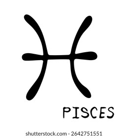 Hand drawn pisces zodiac sign Esoteric symbol doodle Astrology clipart Element for design