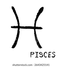 Hand drawn pisces zodiac sign Esoteric symbol doodle Astrology clipart Element for design