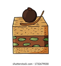 Ilustración vectorial de la tarta de pistacho dibujado a mano