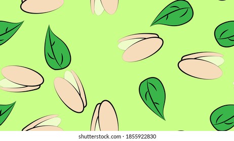 Hand drawn pistachios seamless vector illustration, black ink drawing sketch pattern on white background.