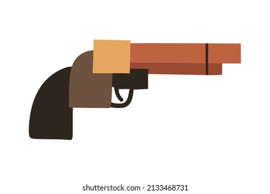 pistola dibujada a mano en estilo plano. ilustración vectorial en blanco