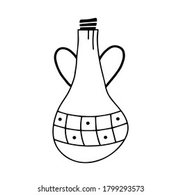 Hand drawn pitcher for drinks isolated on a white background. Doodle, simple outline illustration. It can be used for decoration of textile, paper and other surfaces.