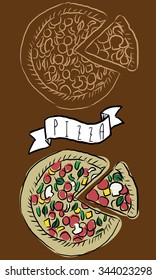 Hand drawn of pizza.