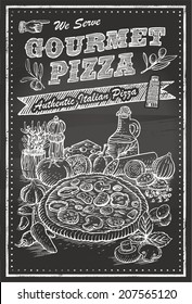 Hand Drawn Of Pizza Chalkboard