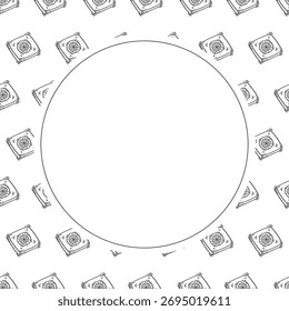 Quadro de círculo de pizza desenhado à mão, plano de fundo de pizza no estilo doodle