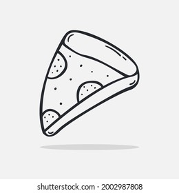 Hand drawn pizza icon Design Template. vector sketch doodle illustration. Outline style, Perfect for food concepts, diet infographics, icons or web design, street restaurants menu