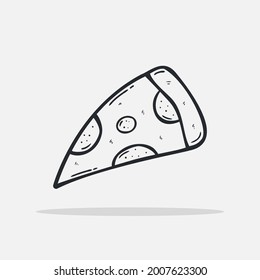Hand drawn Pizza icon Design Template. vector sketch doodle illustration. Outline style.Perfect for food concepts, diet infographics, icons or web design, street restaurants menu