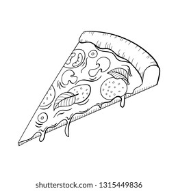Hand drawn pizza  illustration. Doodle art. Food icon.
