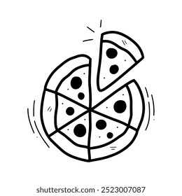 Hand Drawn Pizza Illustration. Doodle Vector. Isolated on White Background - EPS 10 Vector