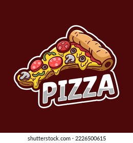 hand drawn pizza illustration logo vector