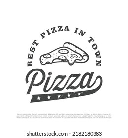 Hand drawn pizza logo concept. Simple minimalist pizza logo for your restaurant or cafe