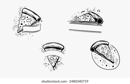 hand drawn Pizza logo template vector illustration