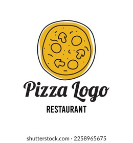hand drawn pizza logos, elements, illustrations. pizza concept design