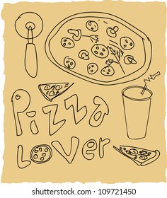 hand drawn pizza lover set