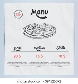 Hand drawn pizza menu