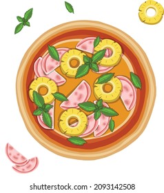  hand drawn pizza on cutting board illustration