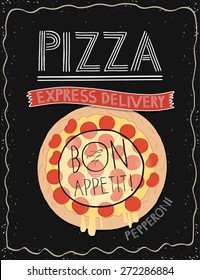 Hand drawn pizza poster.