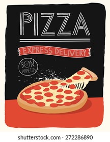 Hand drawn pizza poster.