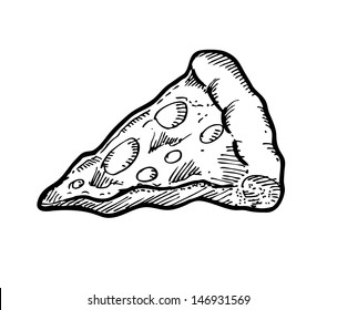 hand drawn pizza slice