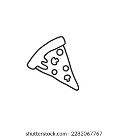 Hand drawn pizza  slice icon isolated on white background.Vector illustration 