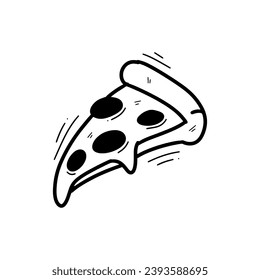 Ilustración Hand Drawn Pizza Slice. Vector Doodle. Aislado en fondo blanco - Vector EPS 10