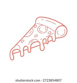 Icono de contorno de rebanada de pizza dibujado a mano para menú de comida rápida y diseño de App