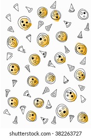 hand drawn pizzas set