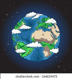 Hand drawn planet earth, vector illustration